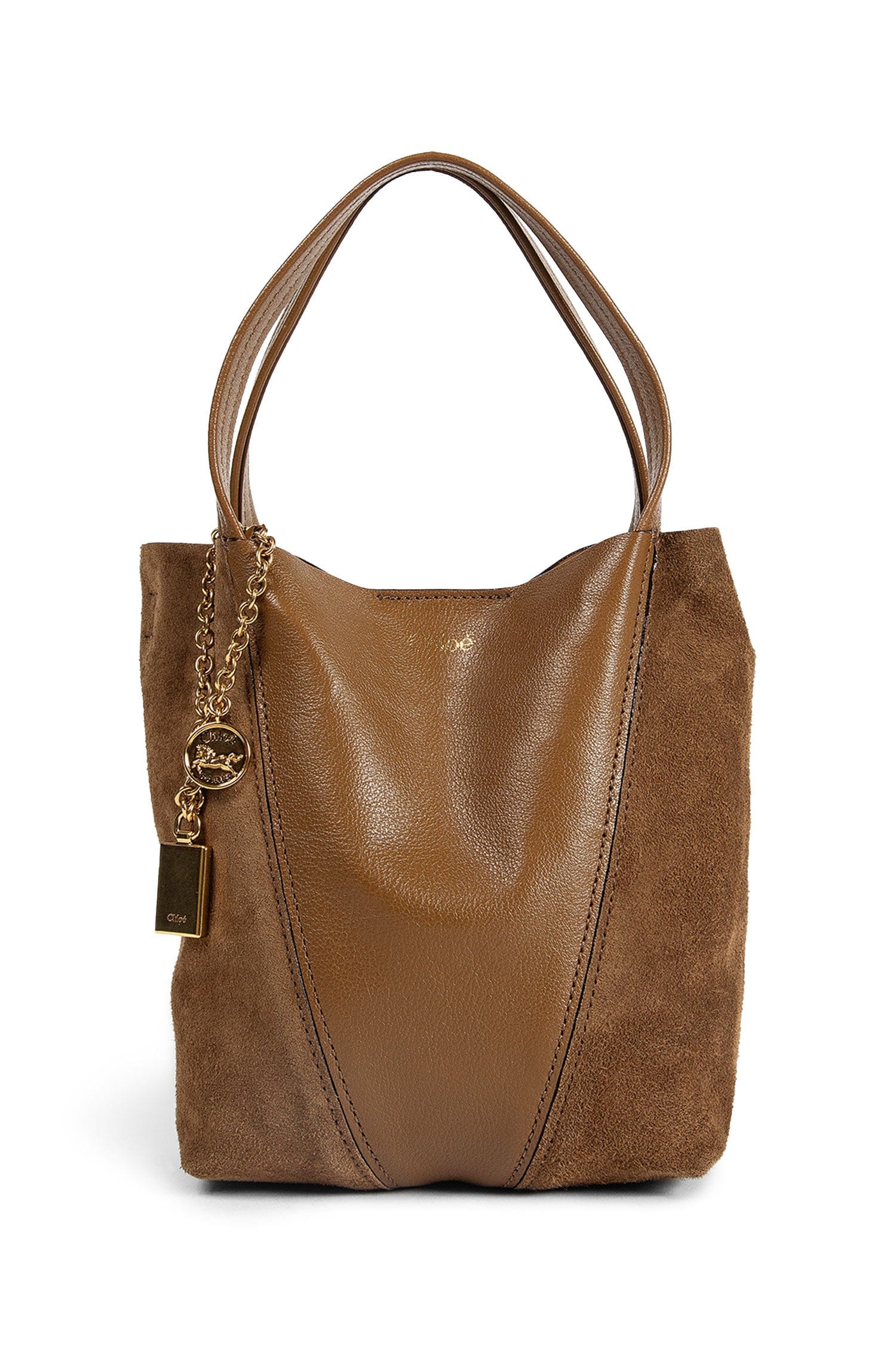 Chloe Small Spin Leather and Suede Shoulder Bag