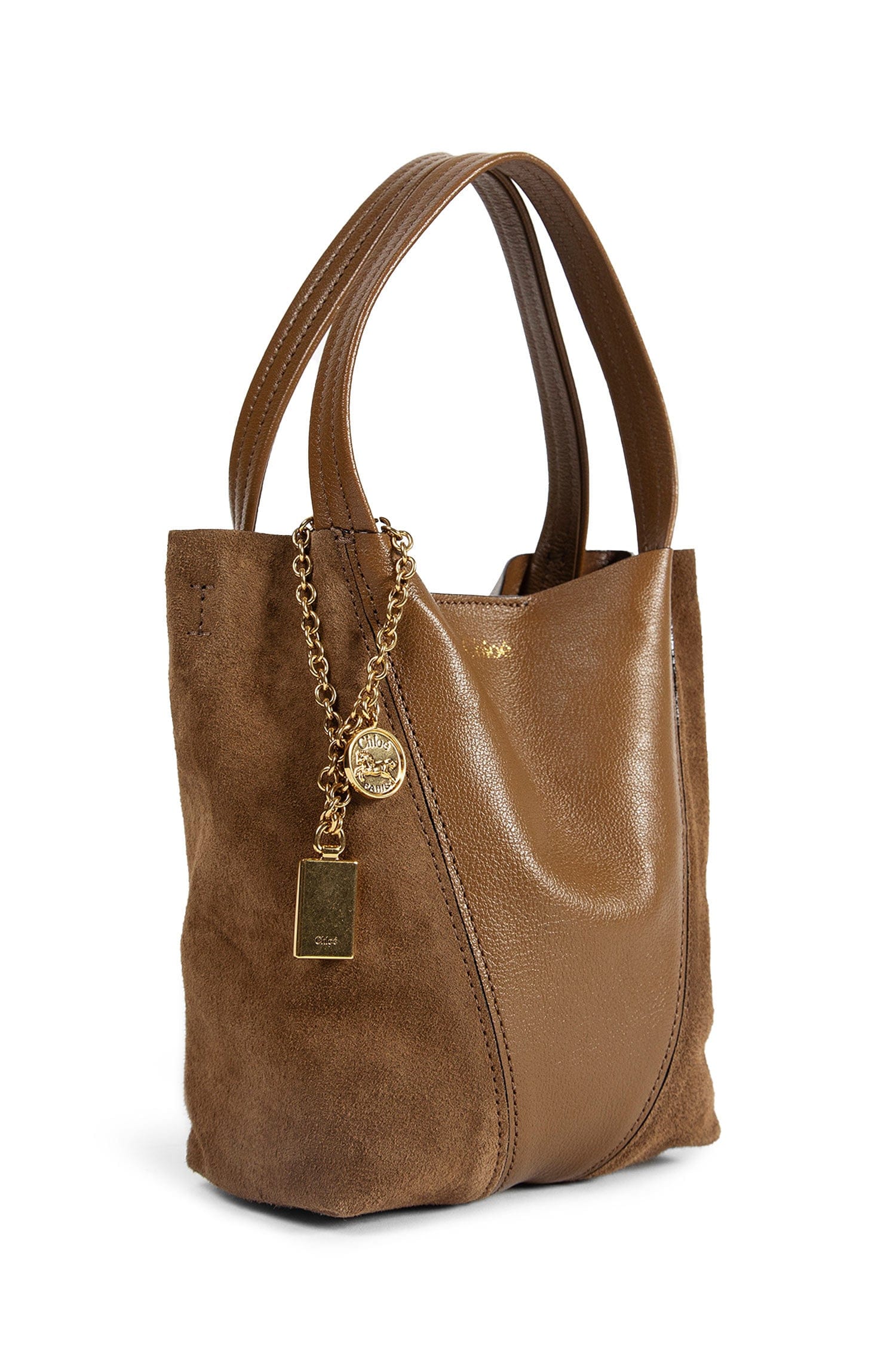Chloe Small Spin Leather and Suede Shoulder Bag