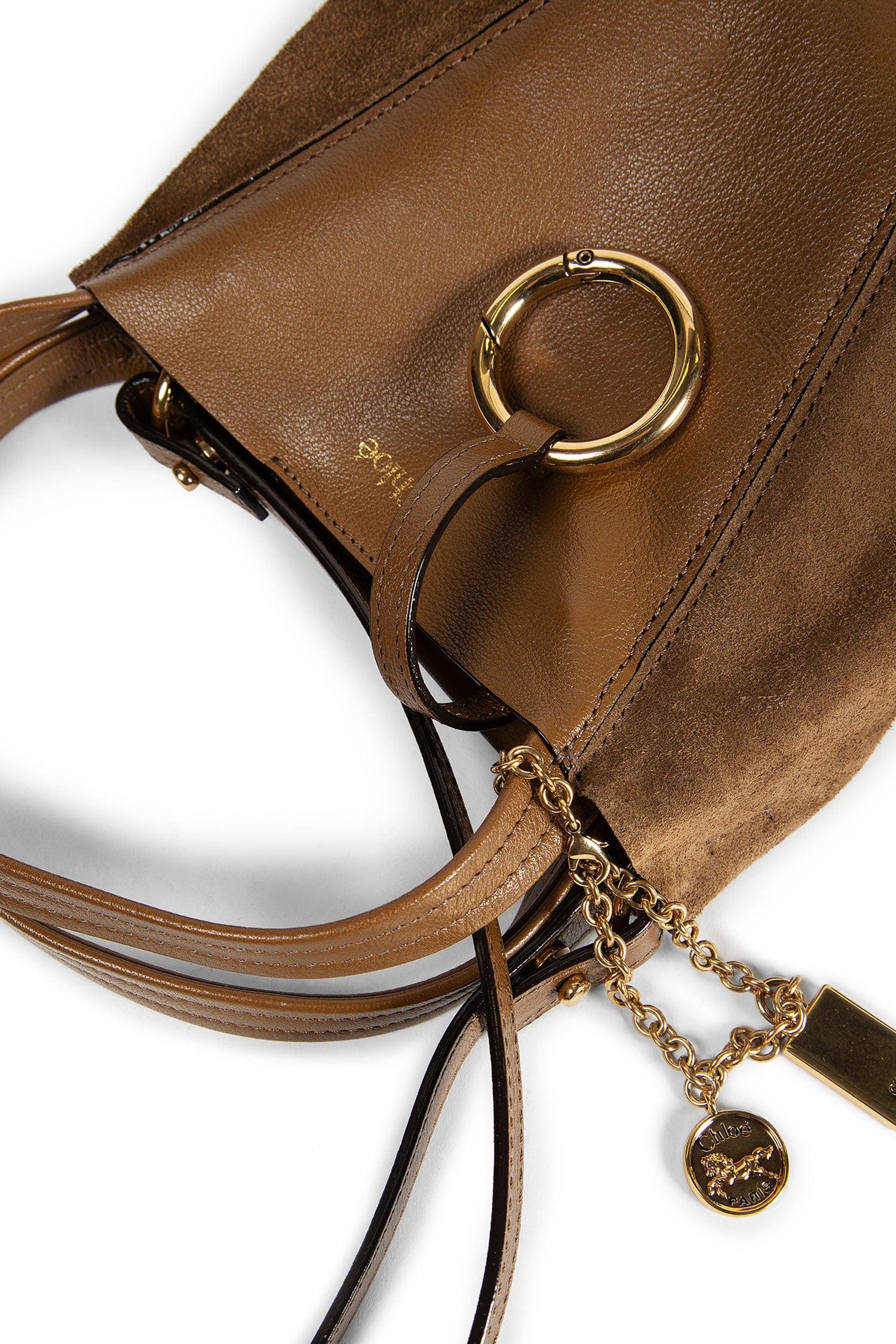 Chloe Small Spin Leather and Suede Shoulder Bag