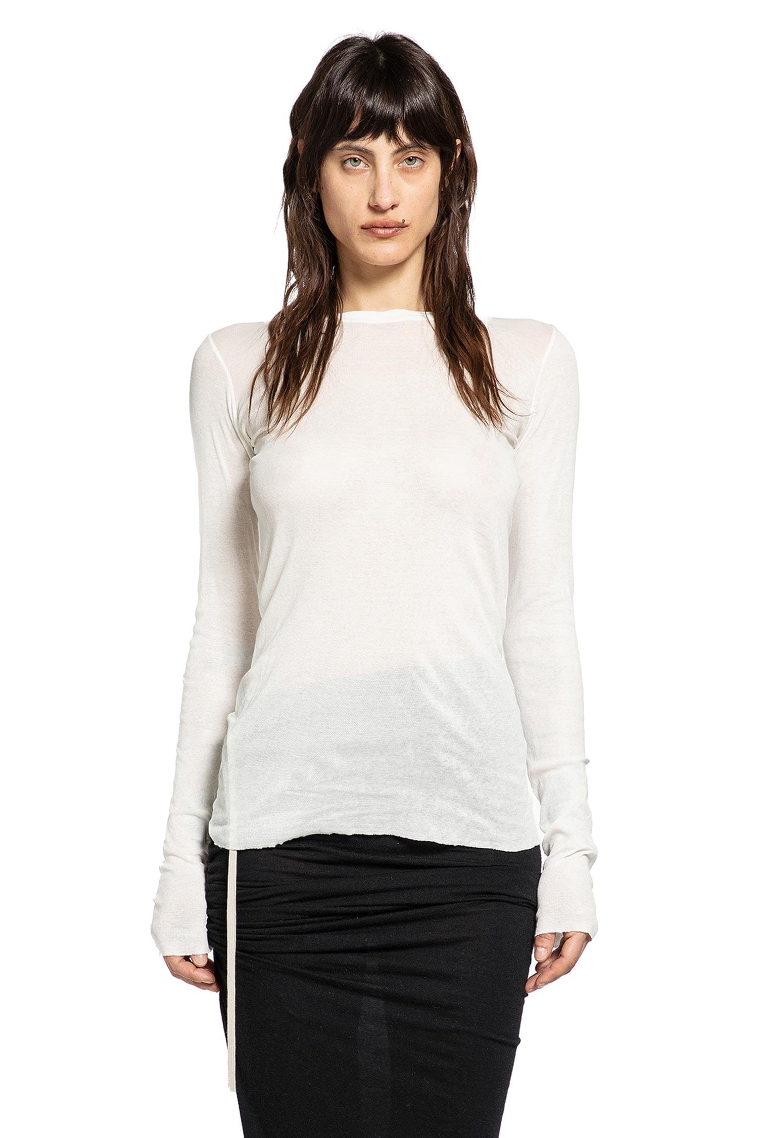 Rick Owens Temple Rib LS Tee In Mini Rib Jersey