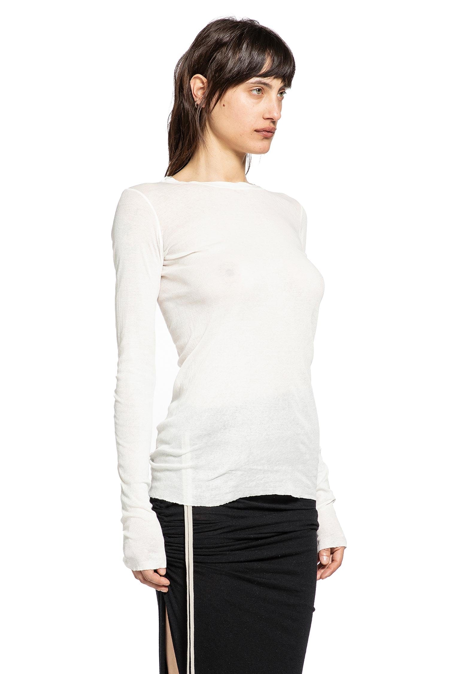 Rick Owens Temple Rib LS Tee In Mini Rib Jersey