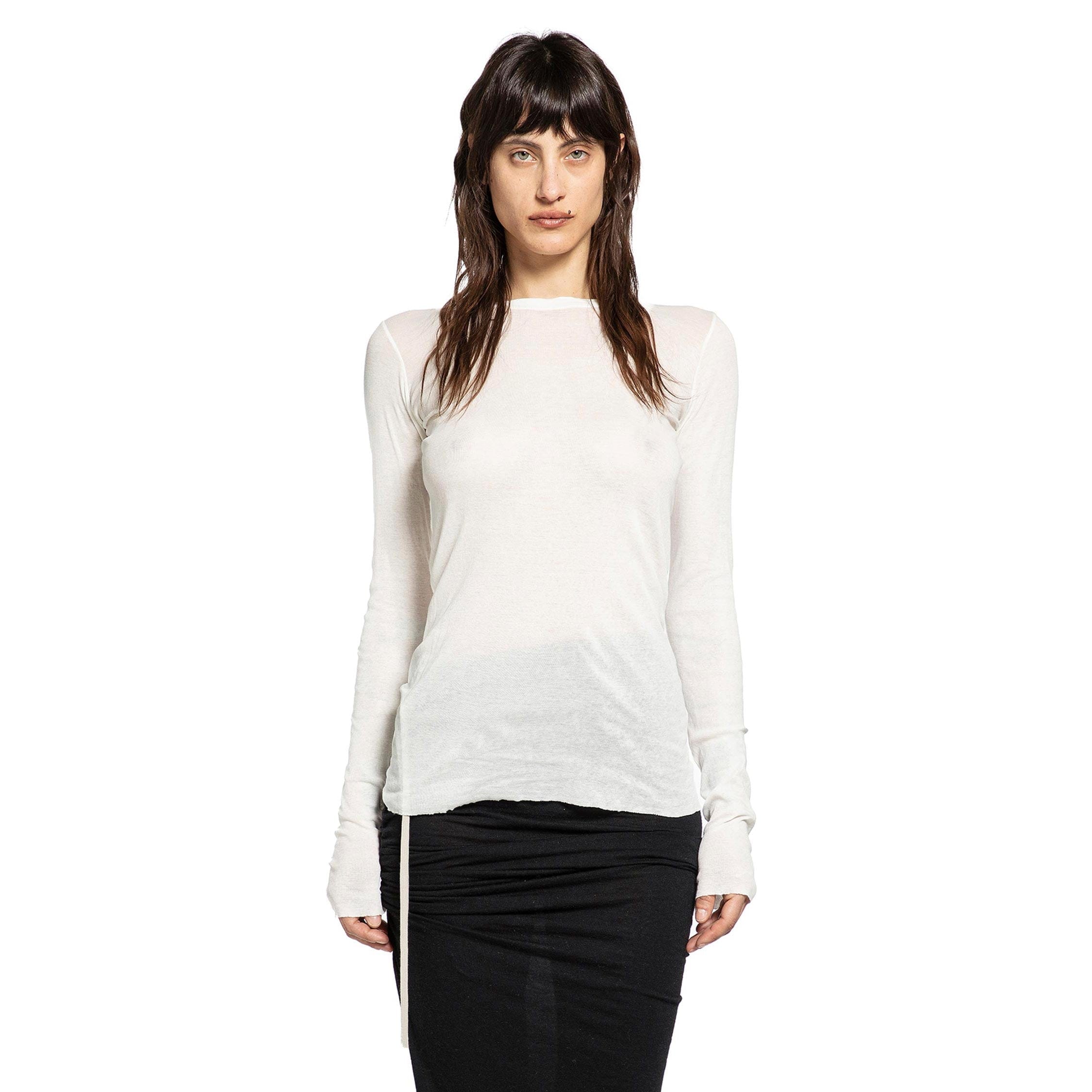 Rick Owens Temple Rib LS Tee In Mini Rib Jersey