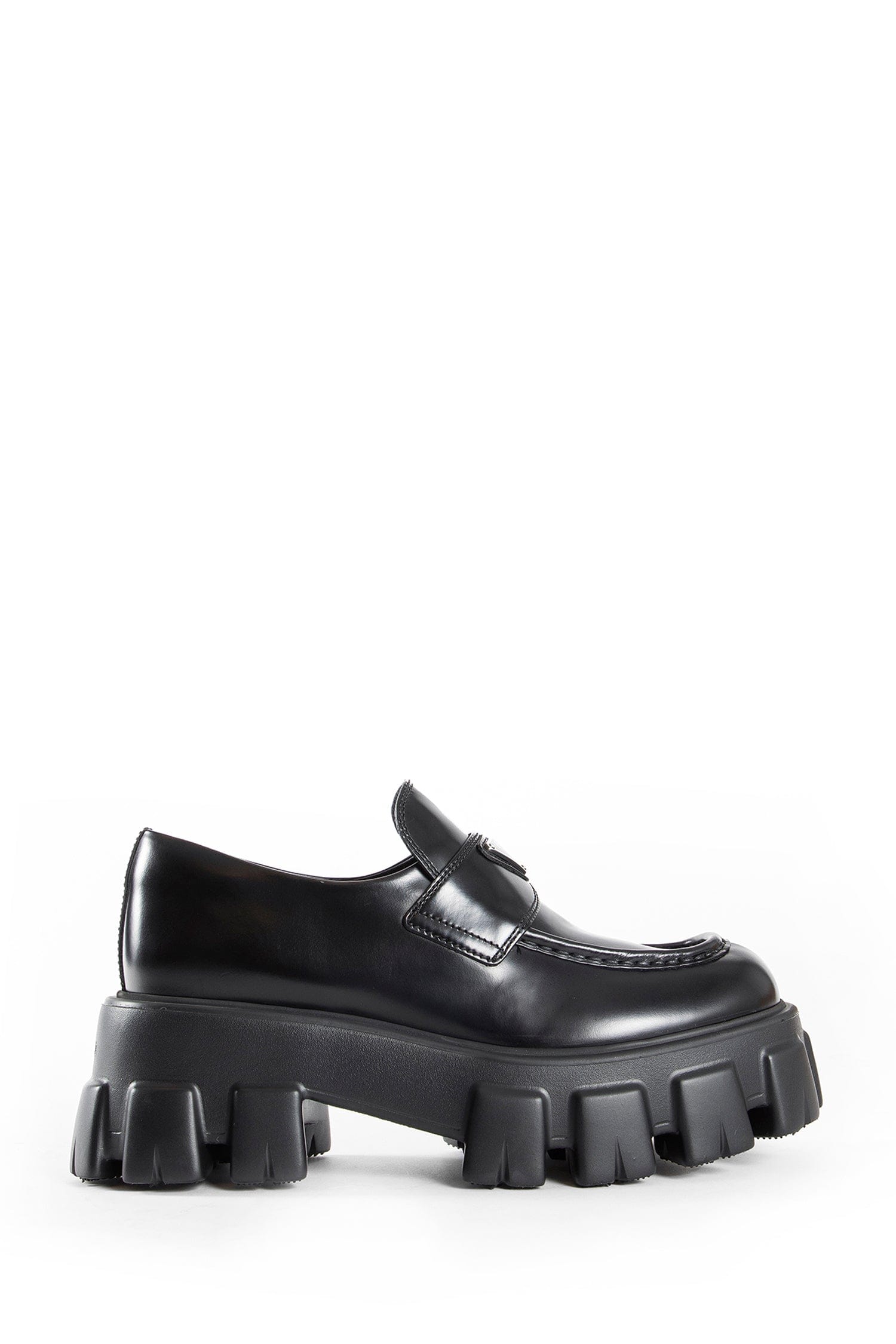 Prada Brushed Leather Monolith Loafers