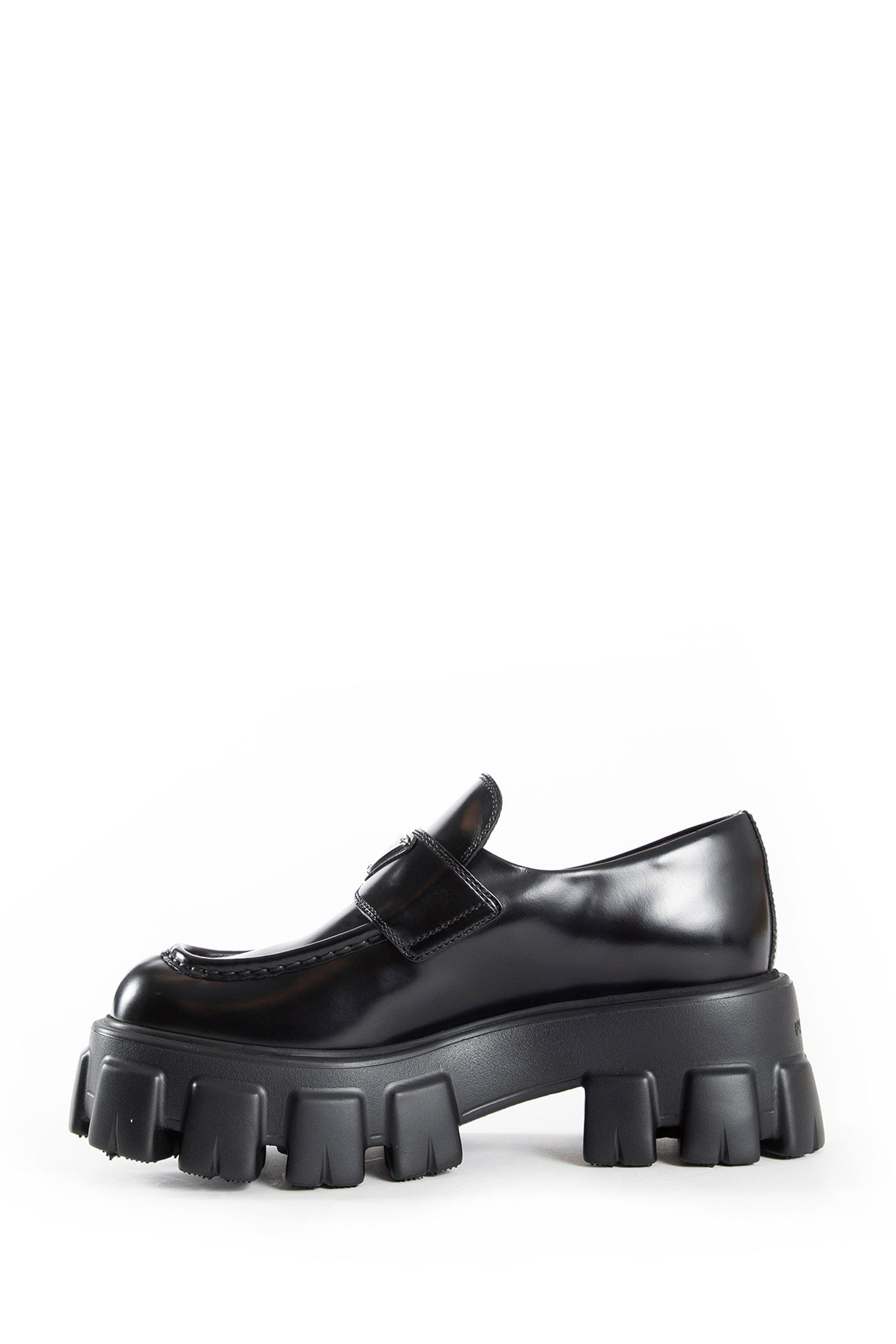 Prada Brushed Leather Monolith Loafers