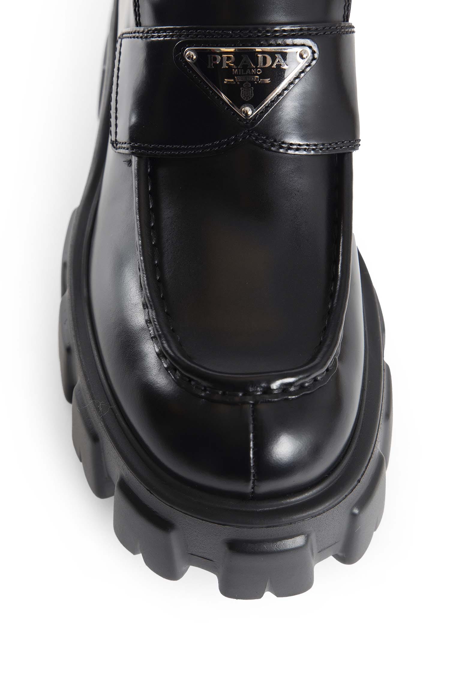Prada Brushed Leather Monolith Loafers