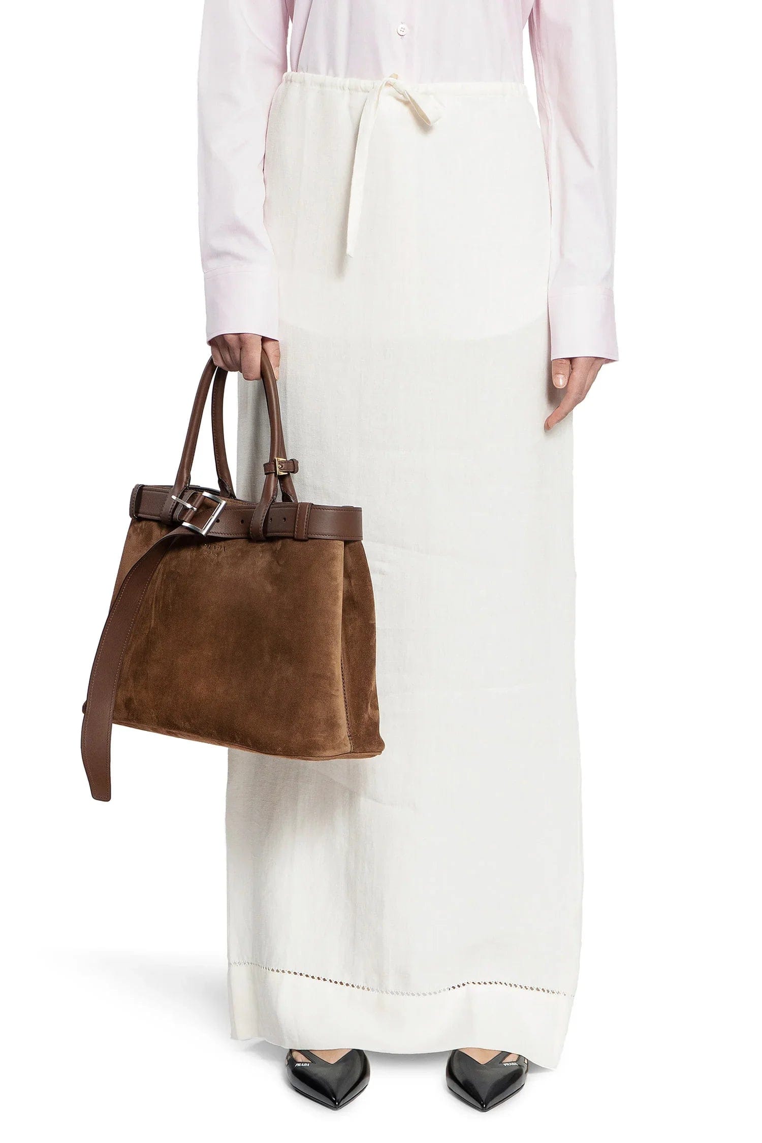 Prada Embroidered Linen Maxi Skirt