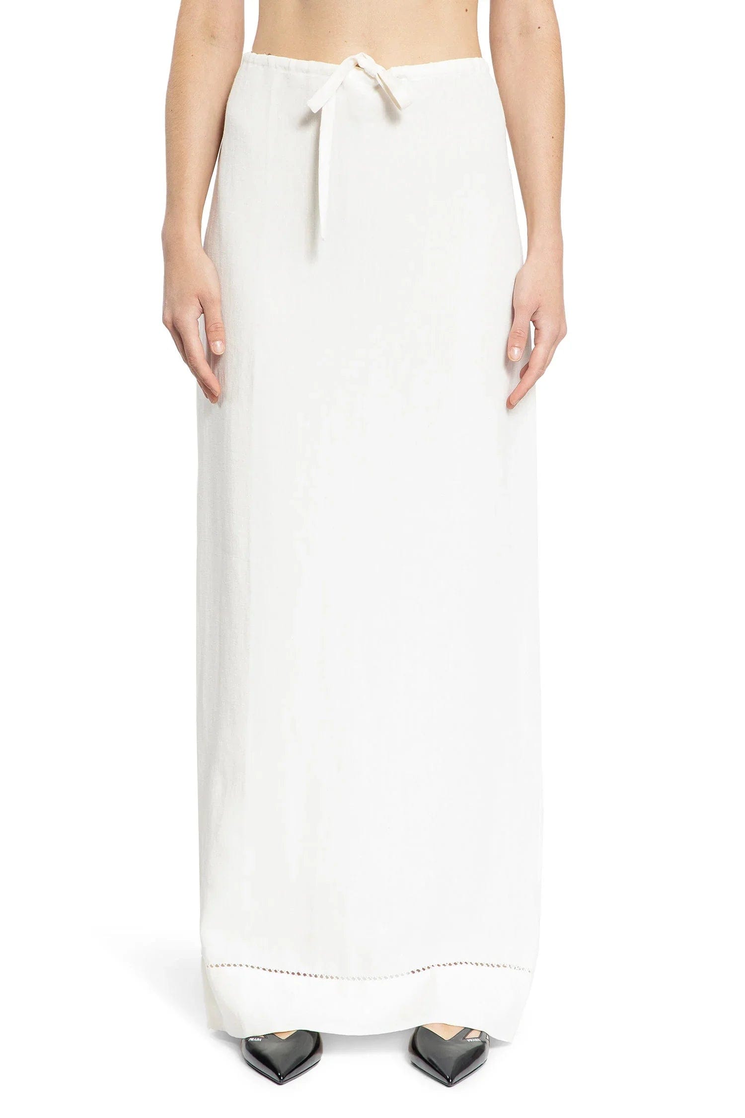 Prada Embroidered Linen Maxi Skirt
