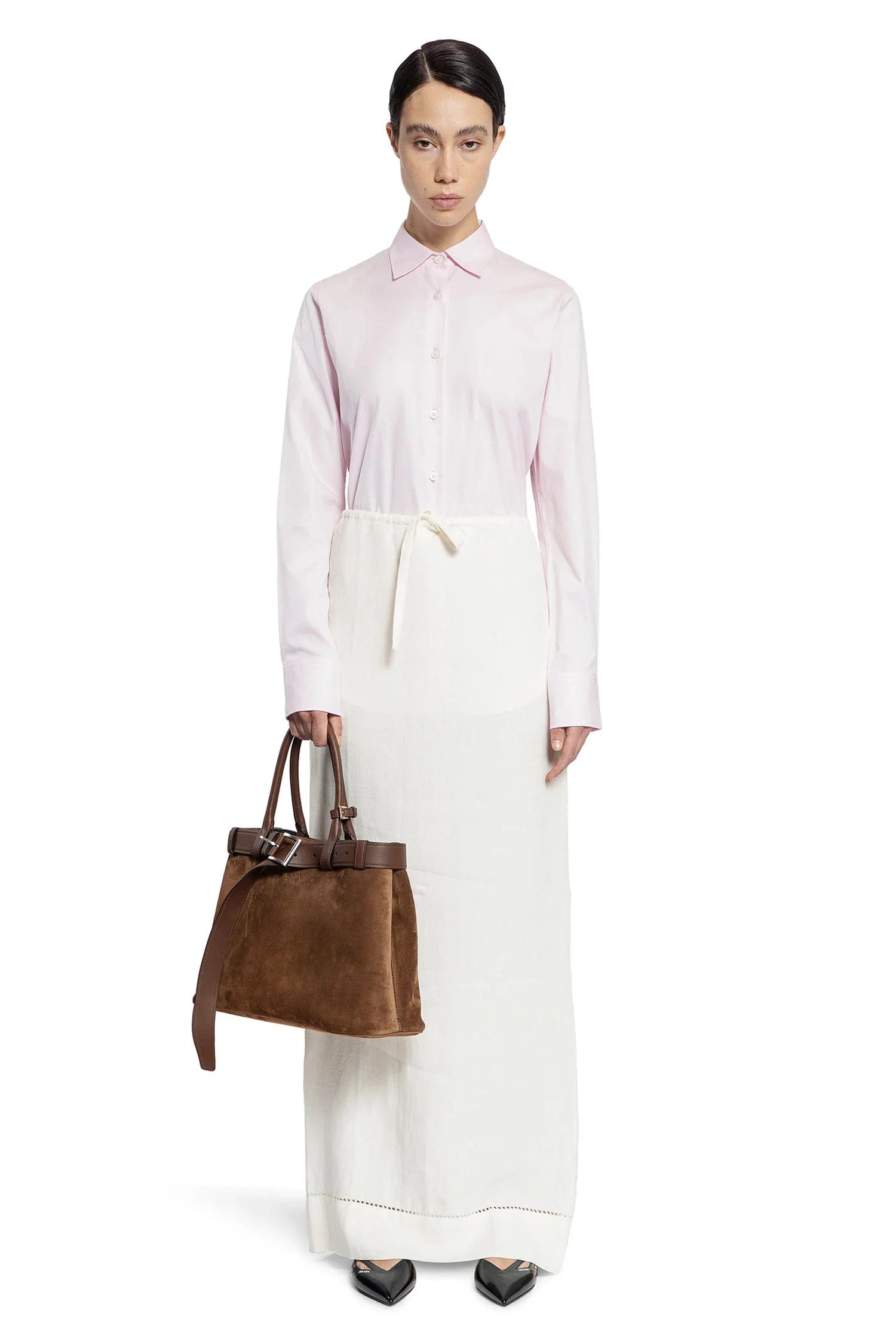 Prada Embroidered Linen Maxi Skirt