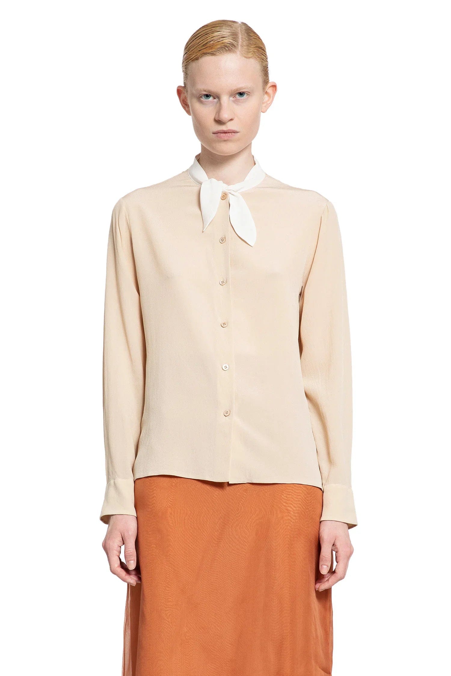 Prada Lavallière Crêpe De Chine Shirt