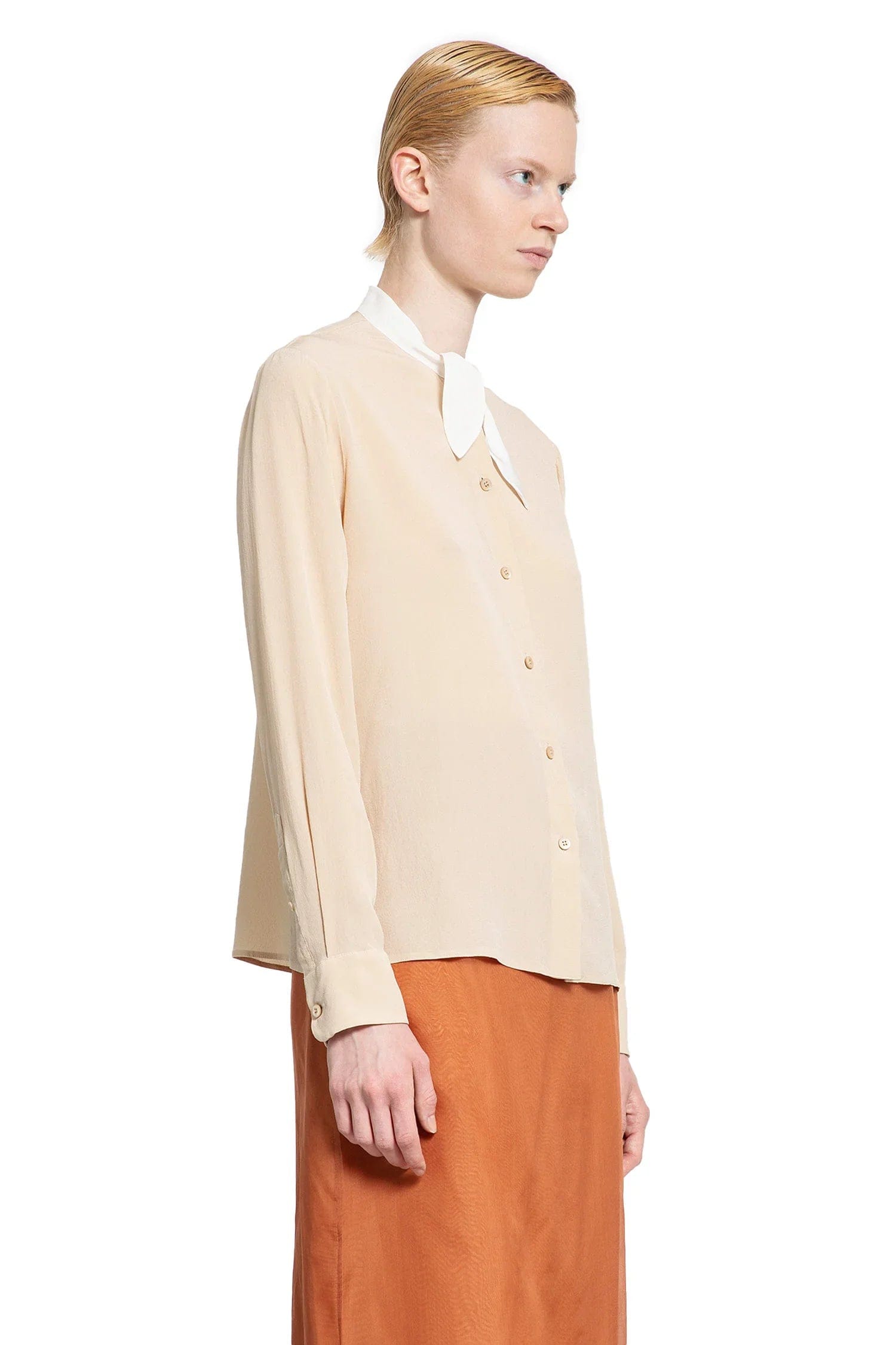 Prada Lavallière Crêpe De Chine Shirt