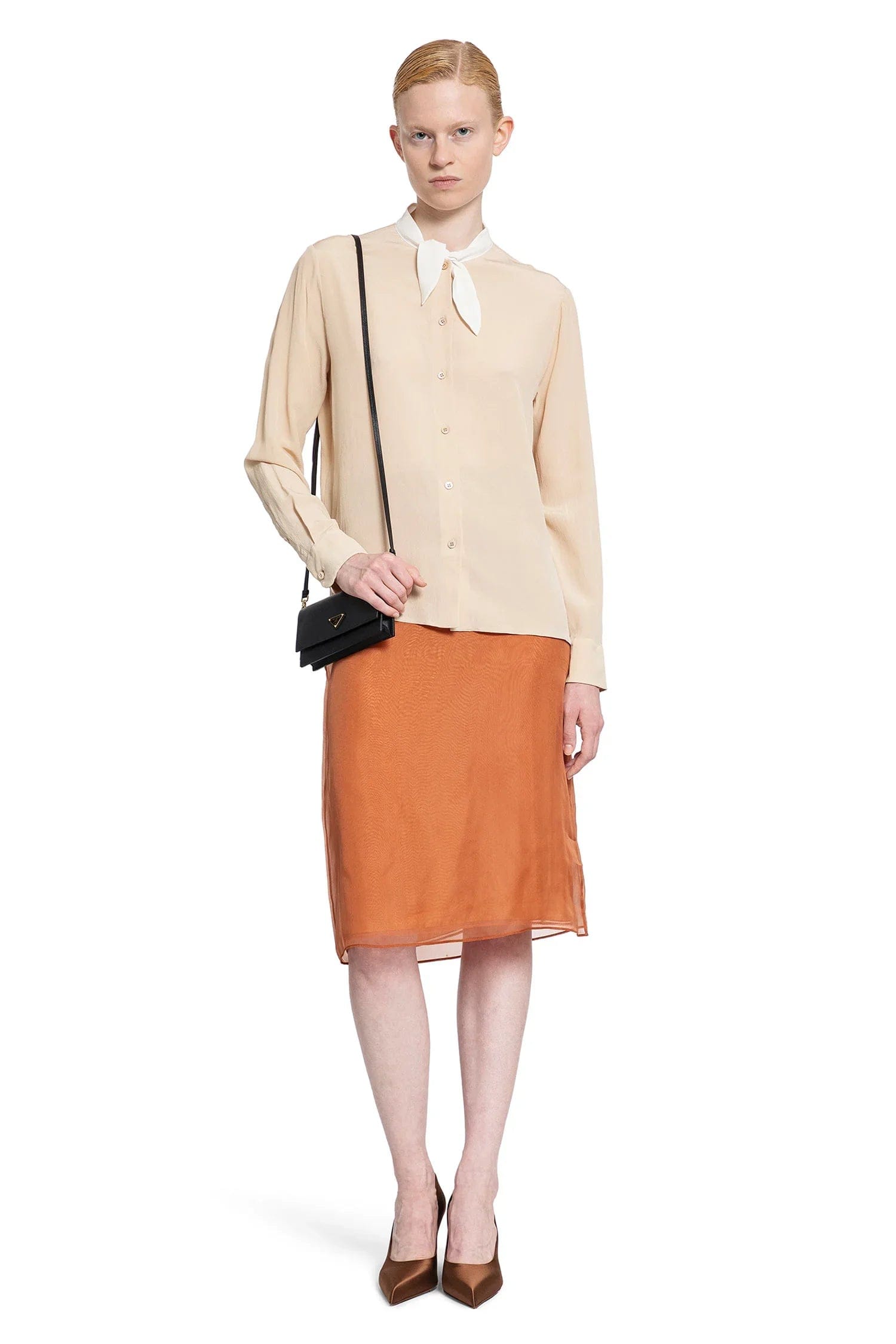 Prada Lavallière Crêpe De Chine Shirt
