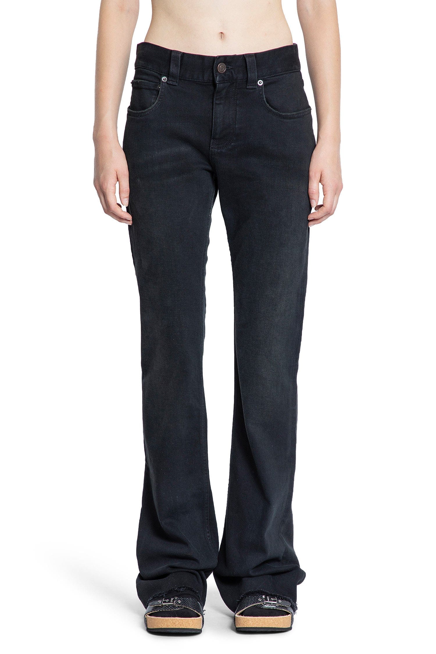 Balenciaga Slim Fit Bootcut Pants in Cotton Denim