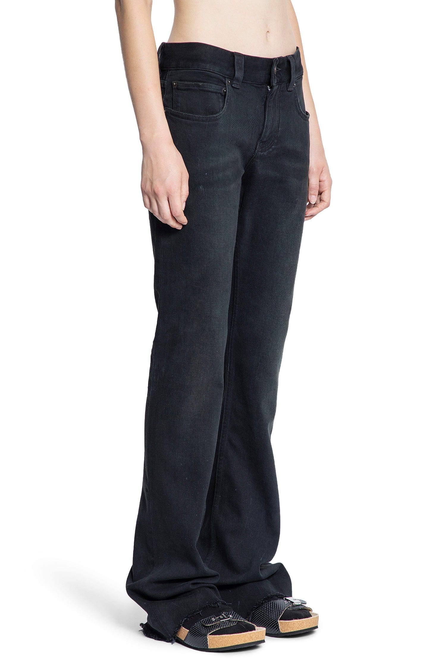 Balenciaga Slim Fit Bootcut Pants in Cotton Denim