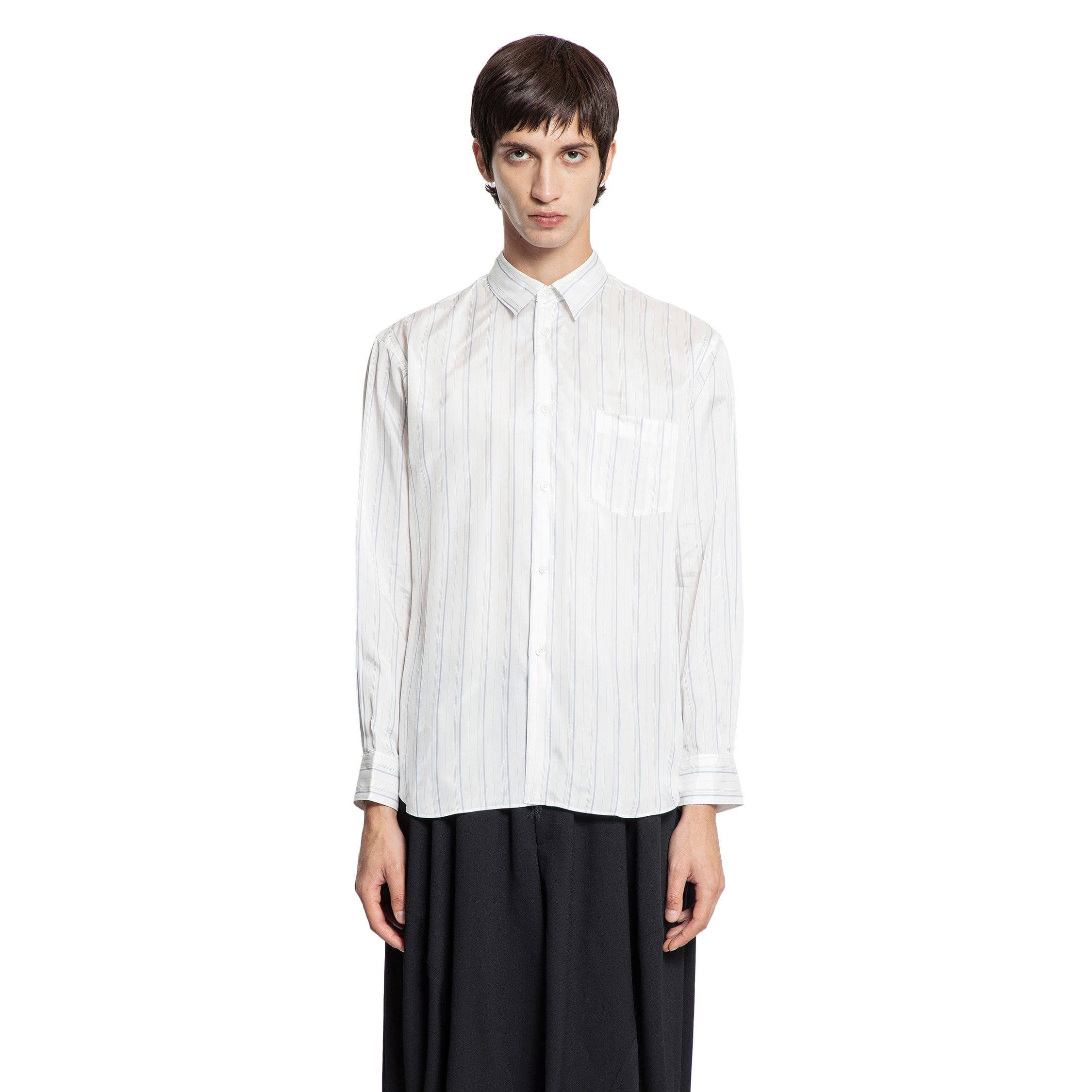 COMME DES GARCONS SHIRT Pocket Shirt in Striped Sheer Cupro