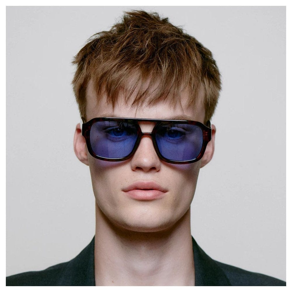 A. Kjaerbede Kaya Sunglasses - Demi-Tortoise Blue Lense