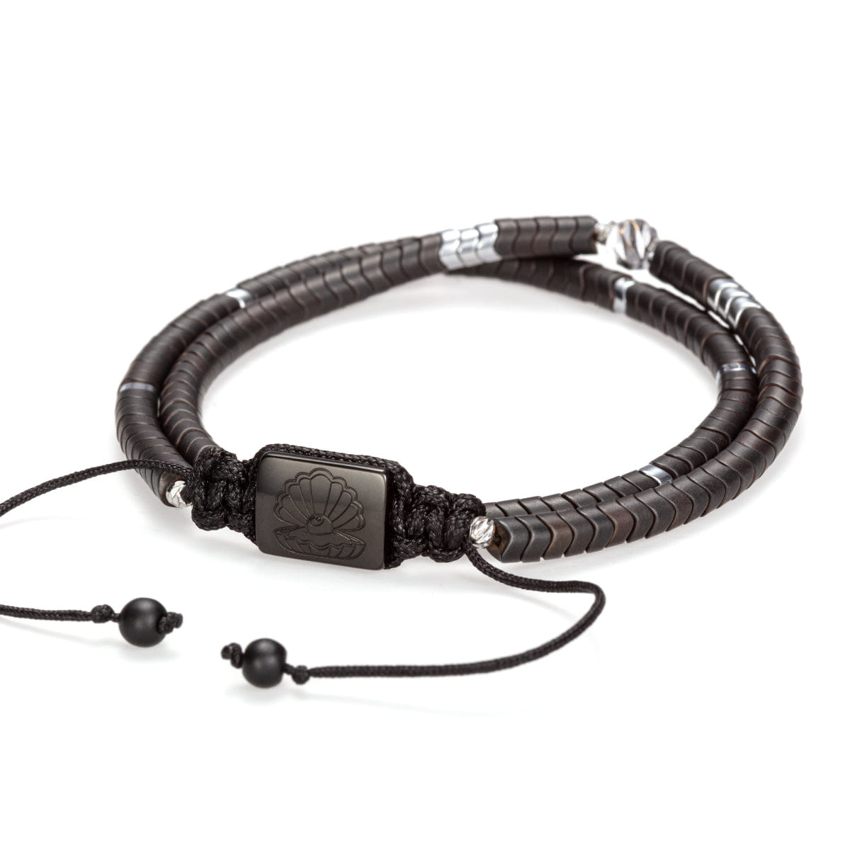Perle Fini Flaweave Wrap Bracelet Black