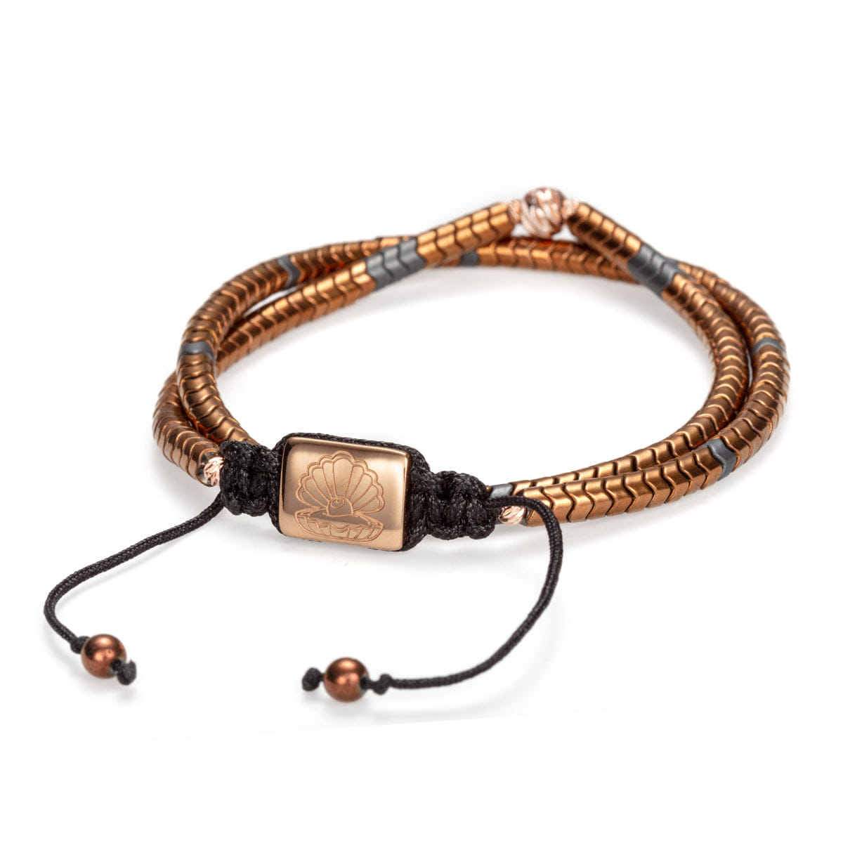 Perle Fini Flaweave Wrap Bracelet Brown