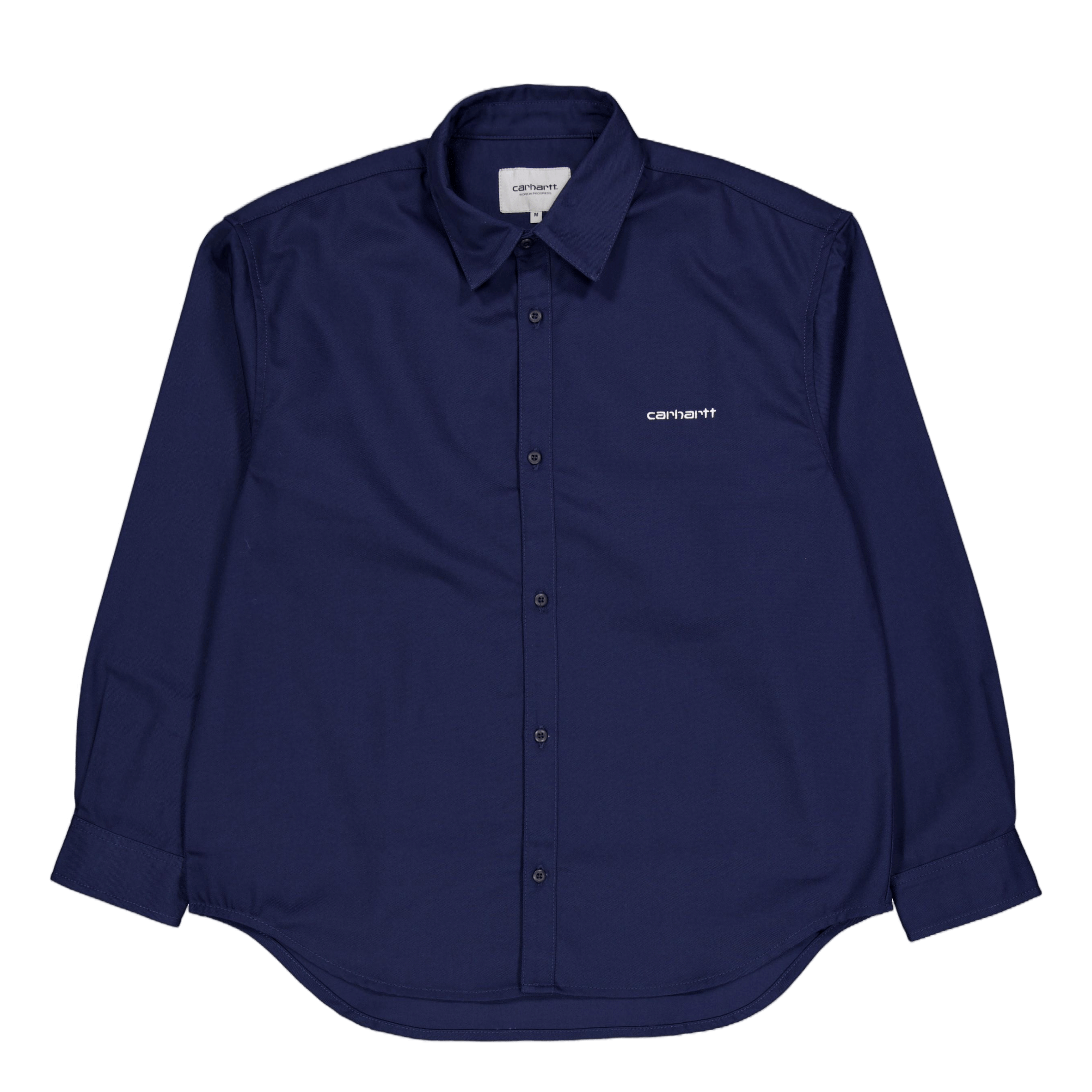 Carhartt WIP L/s Module Script Shirt Air Force Blue / White