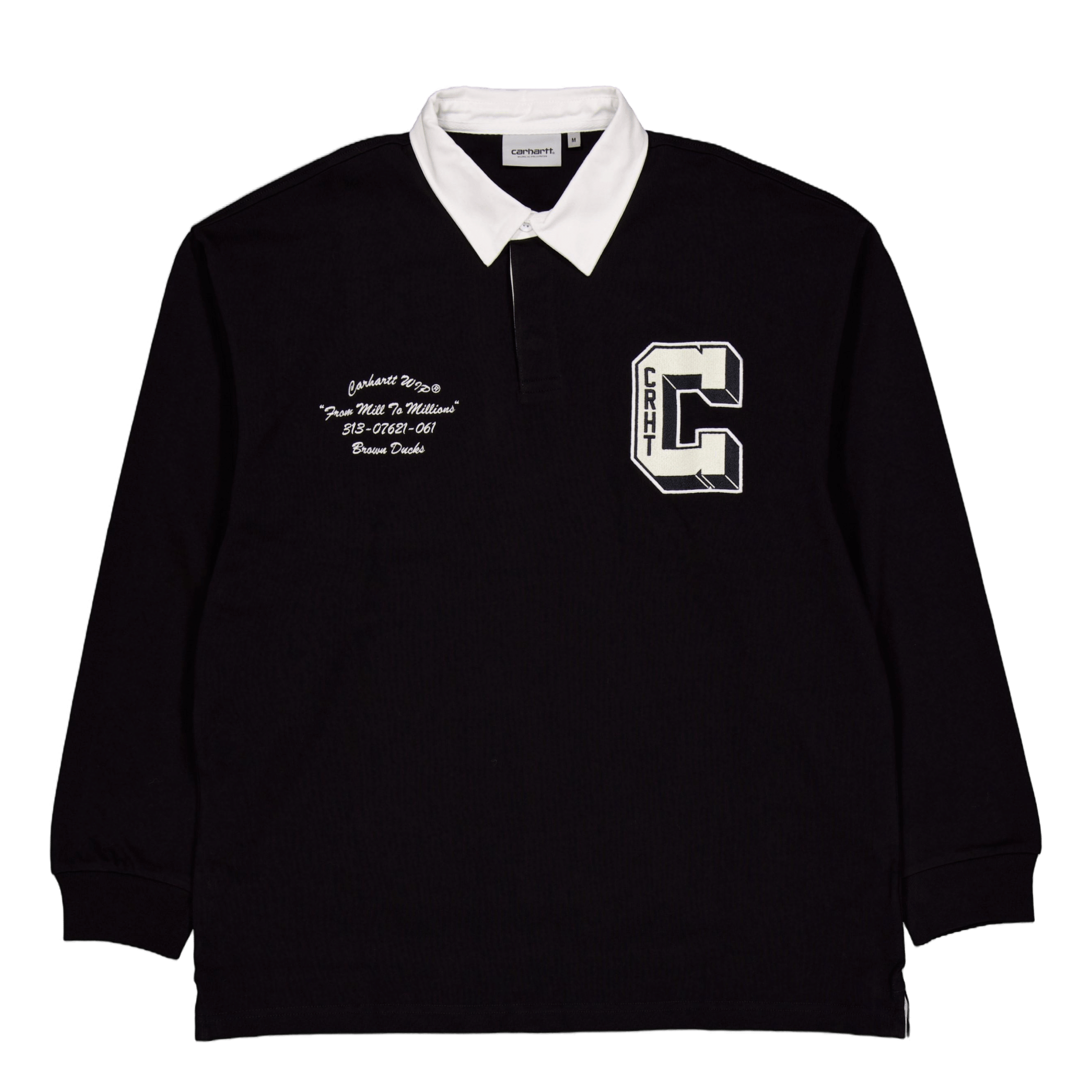 Carhartt WIP L/s Brown Ducks Rugby Shirt Black / White