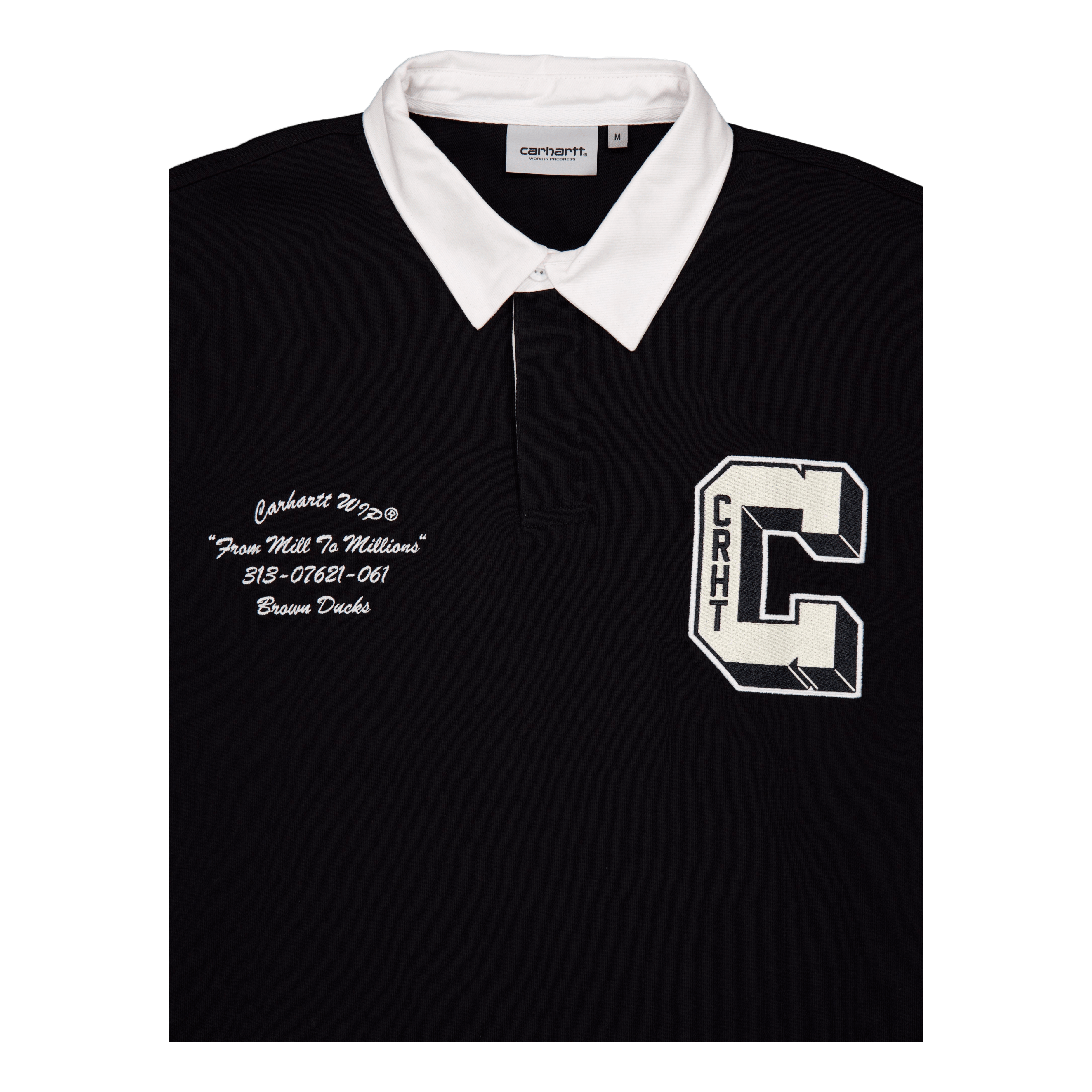 Carhartt WIP L/s Brown Ducks Rugby Shirt Black / White