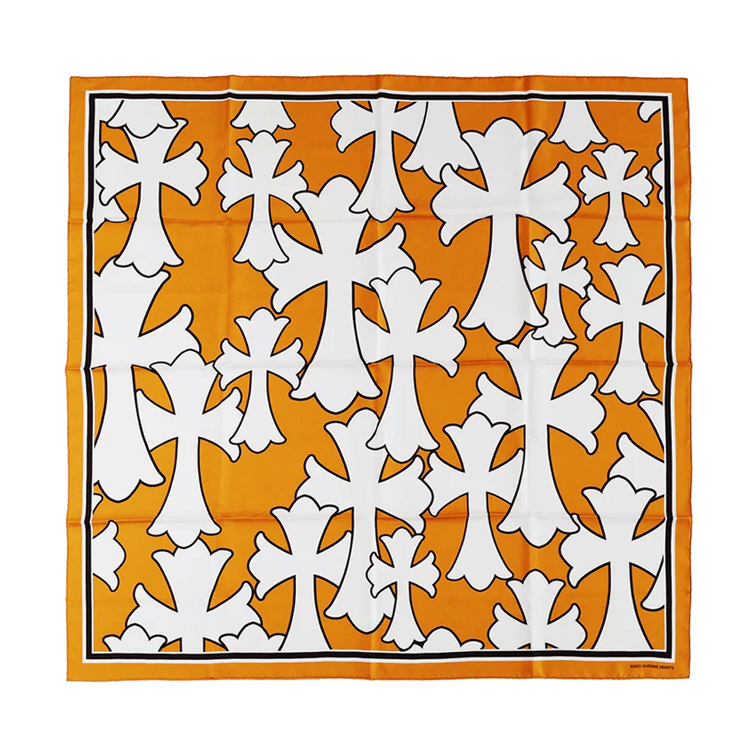 Chrome Hearts Crosses Silk Scarf Peach Orange