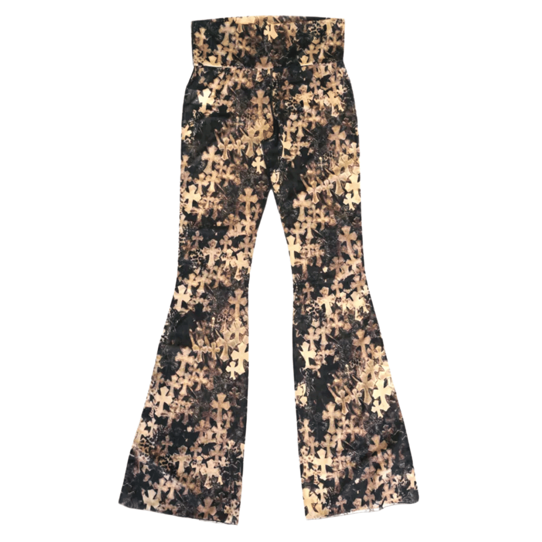 Chrome Hearts All Over Cross Flared Mesh Pants (Womens)