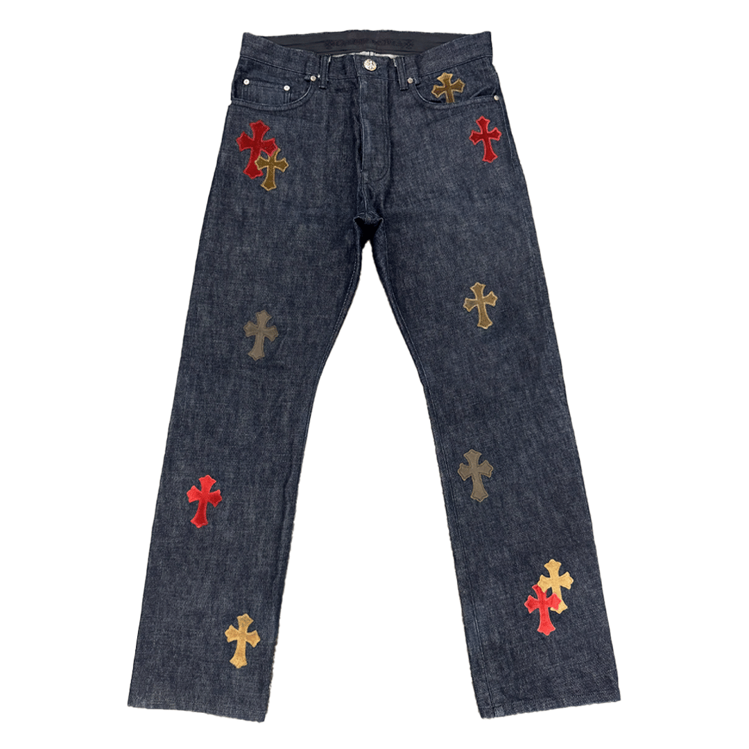 Chrome Hearts Selvedge Denim Cross Patch Jeans