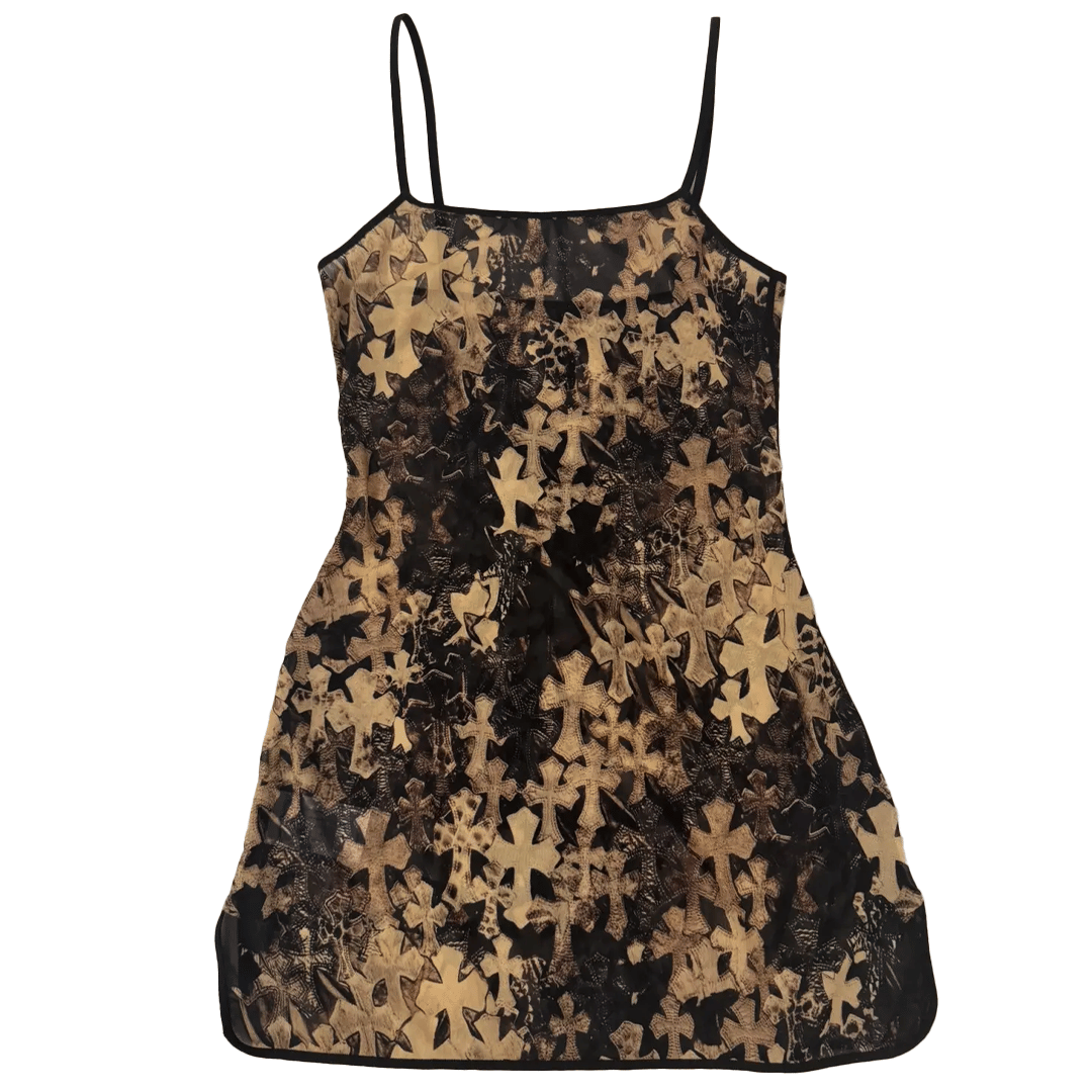 Chrome Hearts All Over Cross Mesh Mini Dress (Womens)