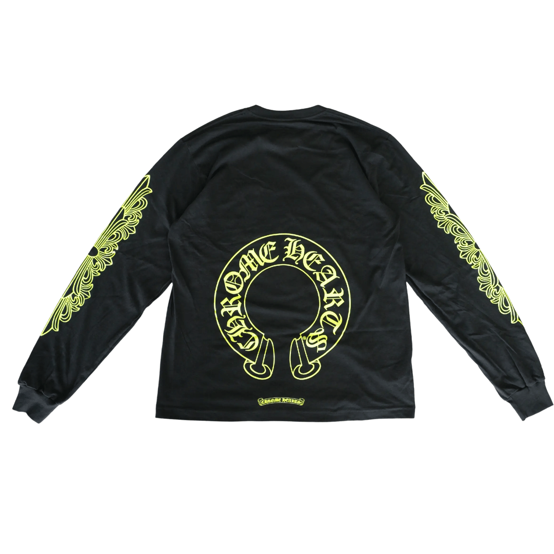 Chrome Hearts Neon Green Horseshoe Long Sleeve T-Shirt