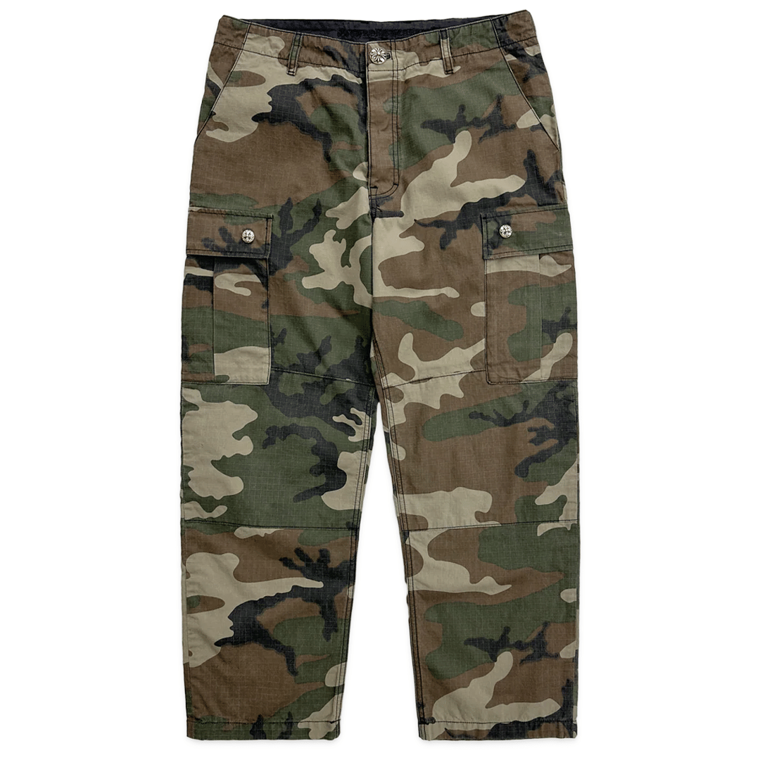 Chrome Hearts Black Patch Camo Cargo Ripstop Pants