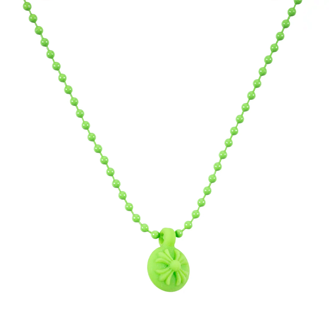 Chrome Hearts Silichrome Cross Ball Necklace Green