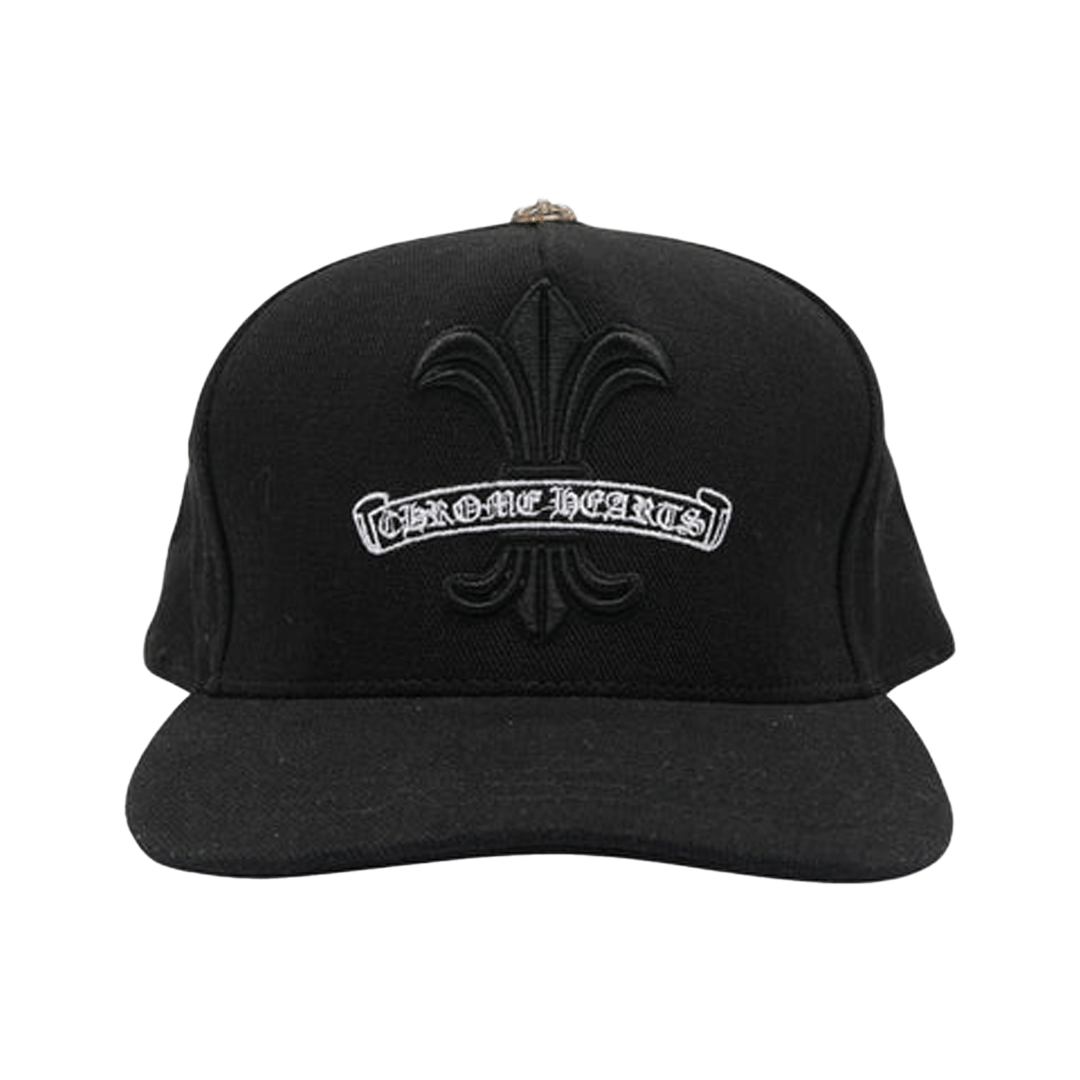Chrome Hearts Black Scroll Fleur Logo Snapback Hat
