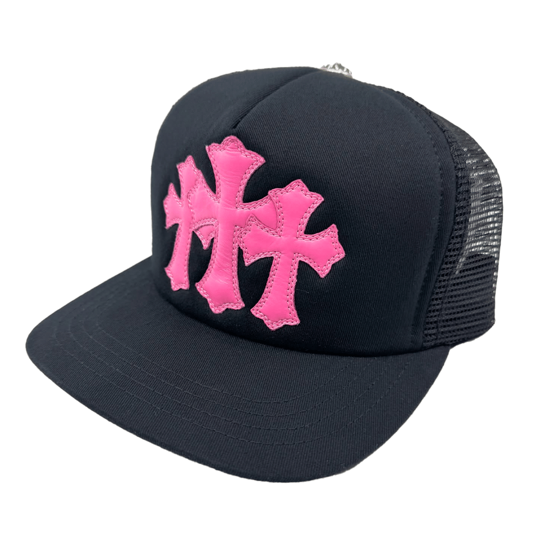 Chrome Hearts Cemetery Triple Cross Trucker Hat Pink