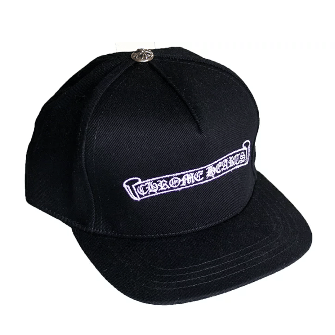 Chrome Hearts Black Scroll Logo Snapback Hat
