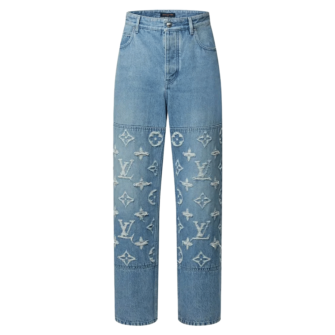 Louis Vuitton Monogram Destroy Denim Pants Blue