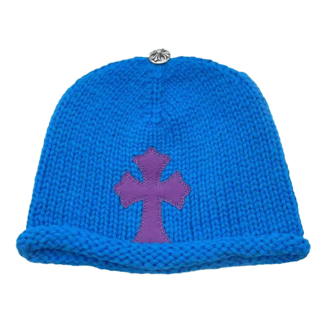 Chrome Hearts Cross Patch Beanie Blue Purple