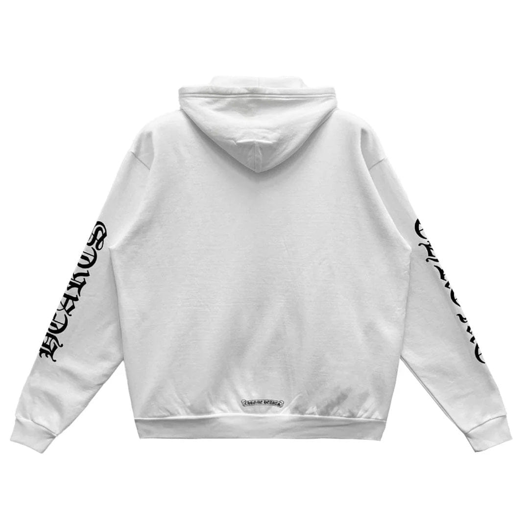 Chrome Hearts Vertical Logo Zip Up Hoodie White Black