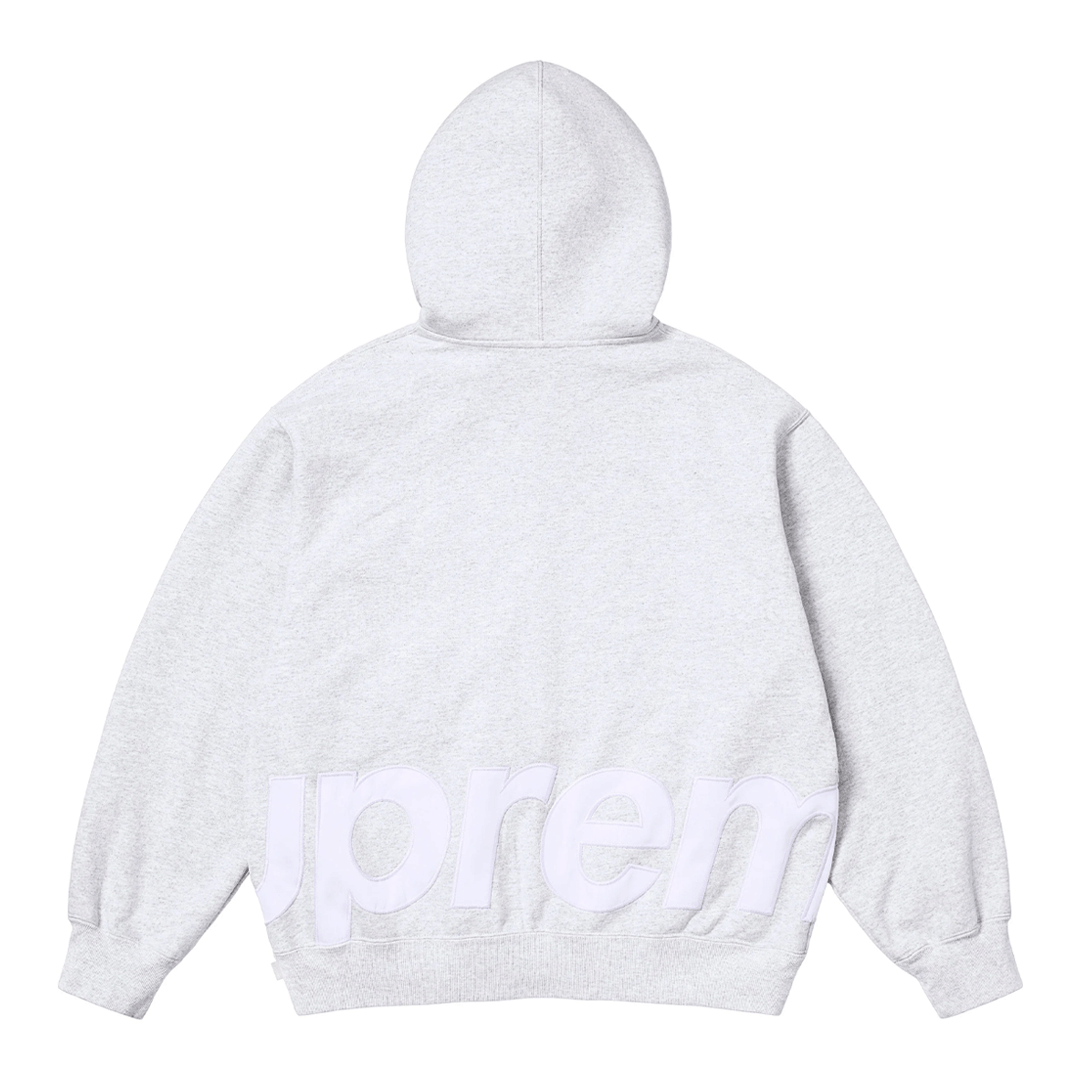 Supreme Big Logo Zip Up Hoodie Ash Grey