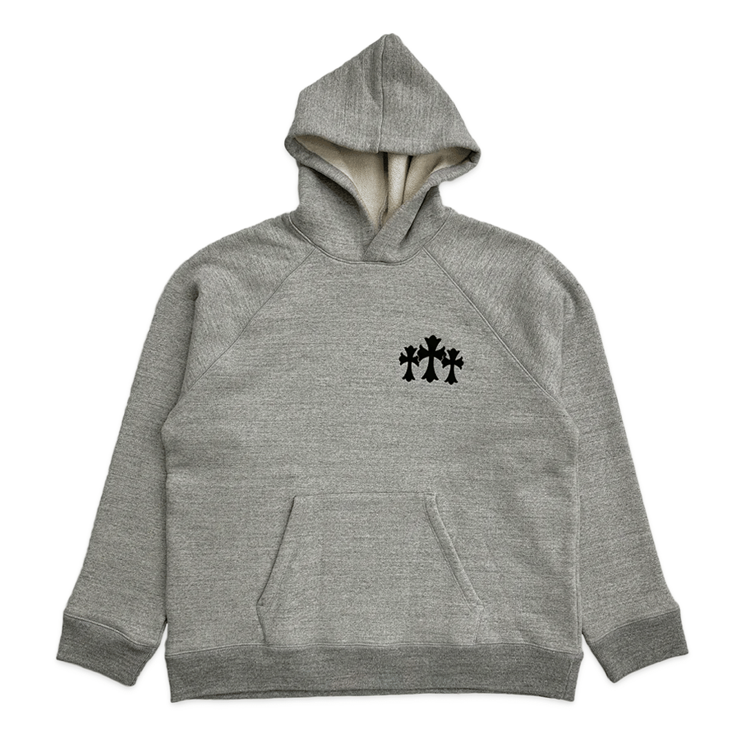 Chrome Hearts Triple Cross Nylon CH Logo Hoodie Grey