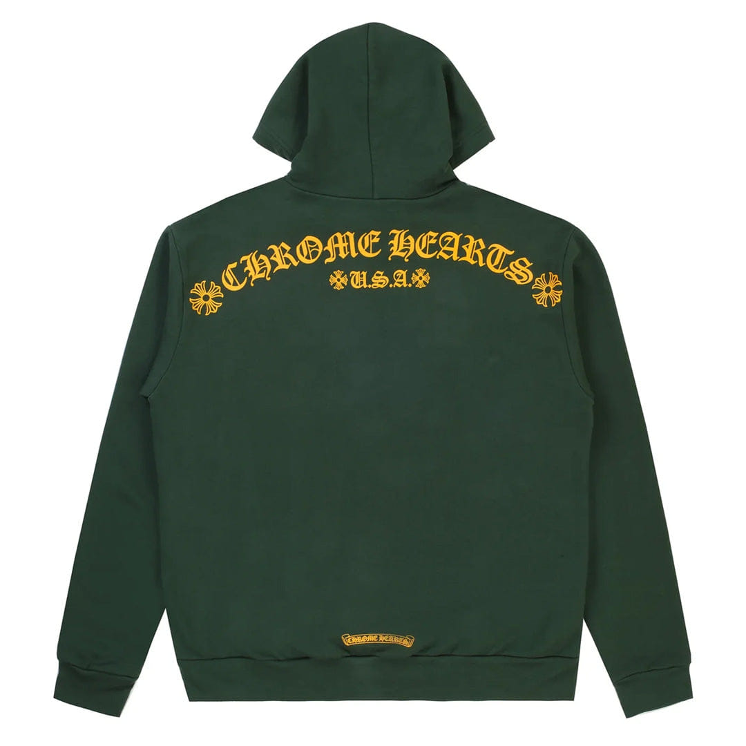 Chrome Hearts Military Green Orange Shoulder Logo Hoodie