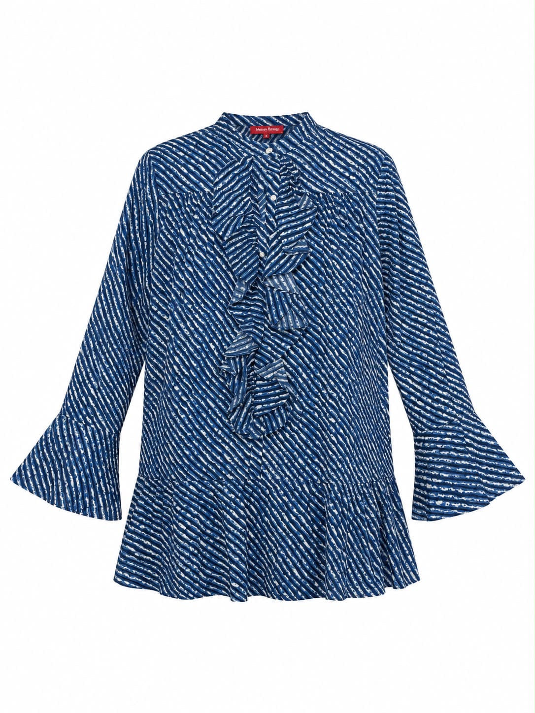 Maison Clad MINI DRESS FRILLS PEARLS BUTTONS COTTON BLUE MCL12235
