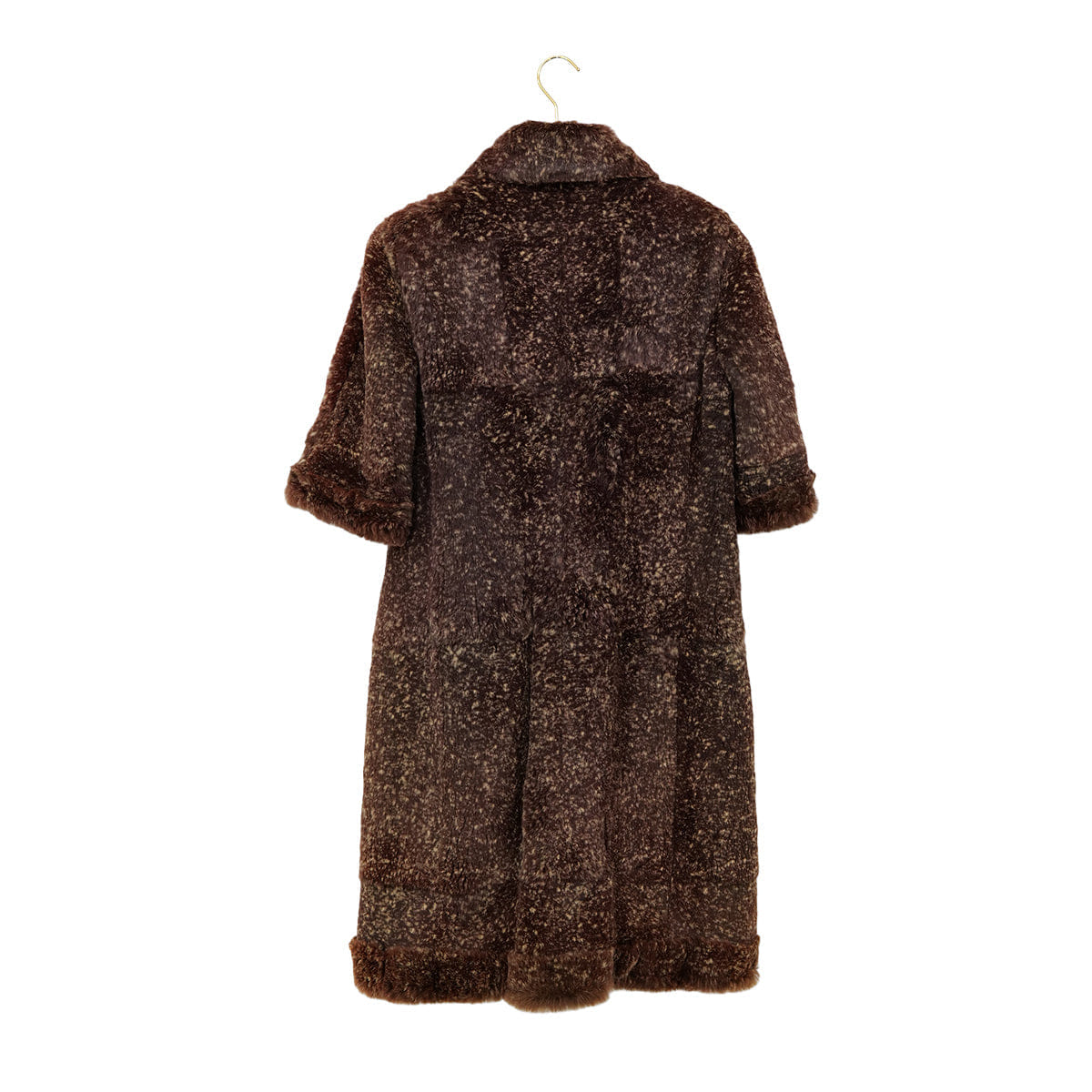 CHANEL RABBIT FUR LOGO BUTTON SHORT SLEEVE COAT BROWN LAPIN 40 05A RTW 90313369