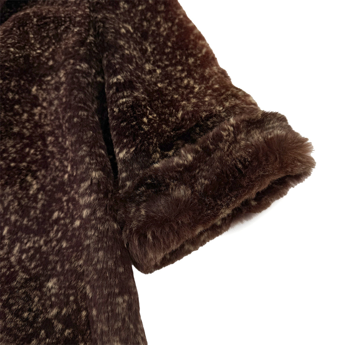CHANEL RABBIT FUR LOGO BUTTON SHORT SLEEVE COAT BROWN LAPIN 40 05A RTW 90313369
