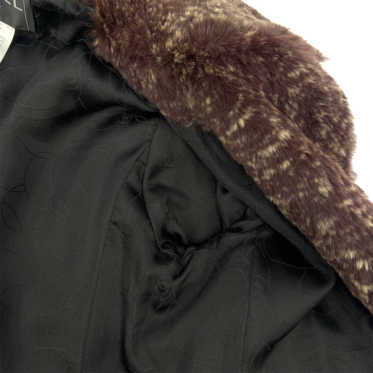 CHANEL RABBIT FUR LOGO BUTTON SHORT SLEEVE COAT BROWN LAPIN 40 05A RTW 90313369