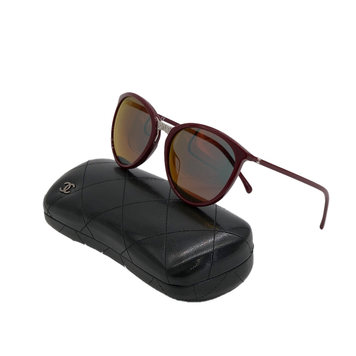 CHANEL SUNGLASSES COCOMARK RED SILVER EYEWEAR 90322165