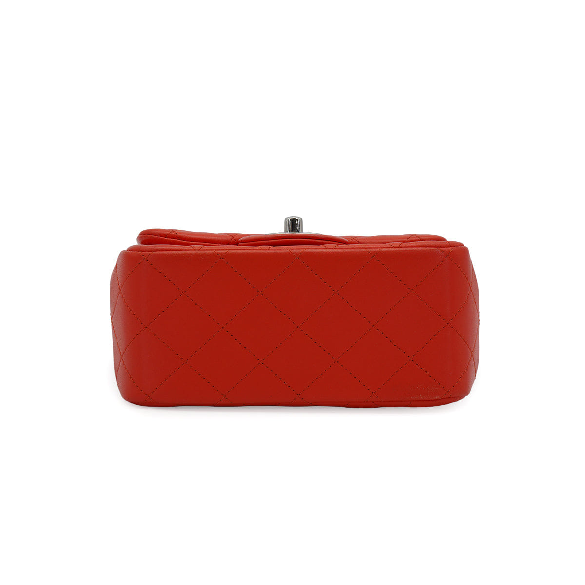 CHANEL MINI SQUARE 17 CHAIN SHOULDER BAG RED LAMB SKIN SILVER HARDWARE 90333761