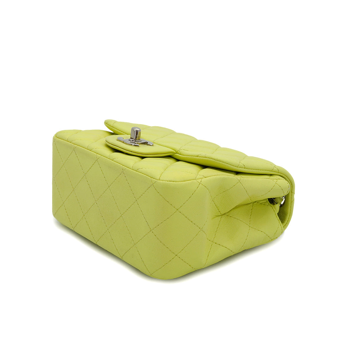 CHANEL MINI SQUARE 17 CHAIN SHOULDER BAG YELLOW LAMB SKIN SILVER HARDWARE 90333724