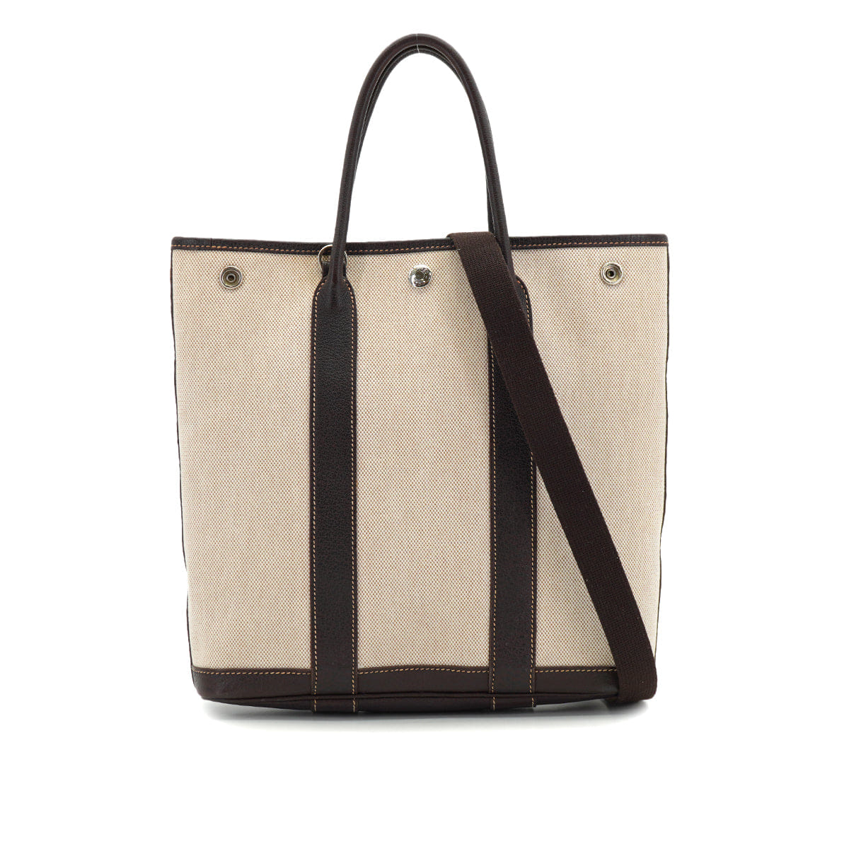 HERMES GARDEN FILE PM TOILE H BUFFLE MARRON TOTE SHOULDER BAG 2004 SQUARE H 90332565