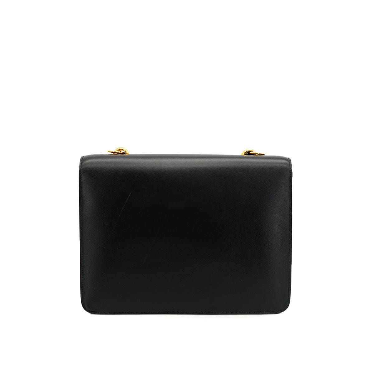HERMES SANDRINE BLACK BOX CALF SHOULDER BAG 1978 CIRCLE H GOLD HARDWARE 90332563