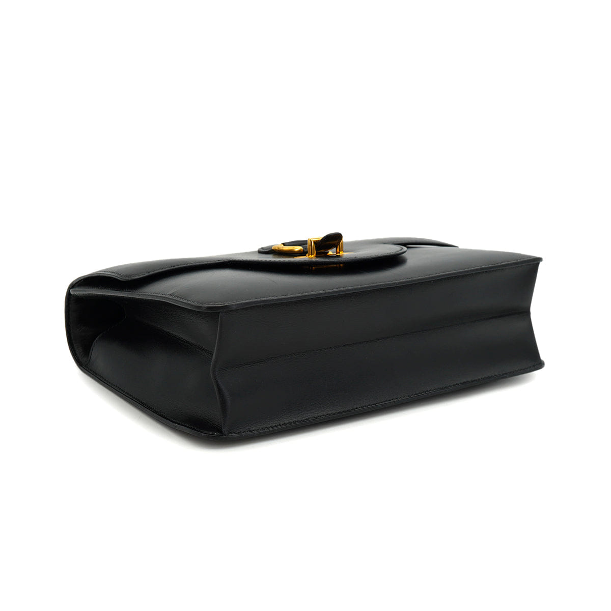 HERMES SANDRINE BLACK BOX CALF SHOULDER BAG 1978 CIRCLE H GOLD HARDWARE 90332563